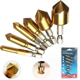 6-Pcs HSS Countersink Drill Bit Set(6mm-19mm) Hex Shank High Speed Steel-image-28