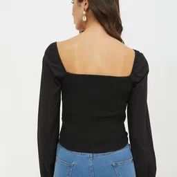 harpa Casual Regular Sleeves Solid Women Black Top image 2