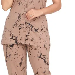 clint Women Night Suit Set Beige Printed-picture-14