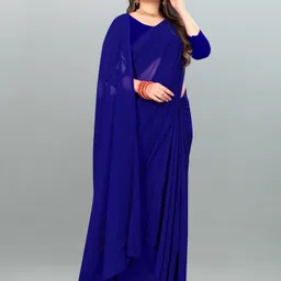 anand sarees Dyed, Solid/Plain Bollywood Georgette Saree image 4