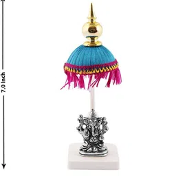 jagriti enterprise Silver Ganesha Idol Embrace Divine Blessings Elegance Exquisite Car Dashboard Decorative Showpiece-17.78 cm image 2