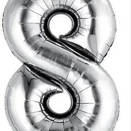 Solid Silver 8 Numerical Foil Balloon-image-0