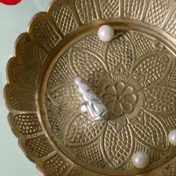 dhruvs collection 925 Silver Turmeric, Haldi for Temple, Pooja,Diwali&Gift Purpose Decorative Showpiece - 4 cm image 3