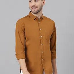 dennis lingo Men Slim Fit Solid Spread Collar Casual Shirt image 1