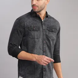 aia fab Men Regular Fit Washed Cut Away Collar Casual Shirt-picture-17
