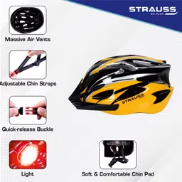 strauss Cycling Helmet with Back Light & Detachable Visor| Mountain Cycle Helmet Cycling Helmet image 2