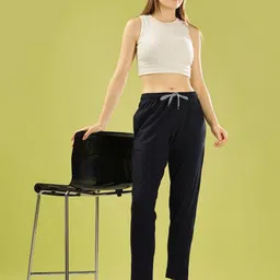 dollar missy Women Solid Dark Blue Track Pants image 5