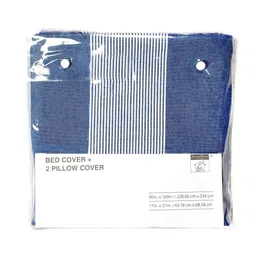saral home Blue Geometric 500 TC Poly Cotton Double Bed Cover with 2 Pillow Covers image 3