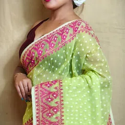 spfashion Self Design, Woven Jamdani Cotton Silk Saree image 4