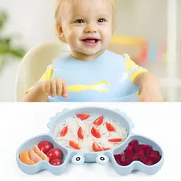 cubbycoo Crab Cartoon Silicone Suction Plate Set for Babies & Toddlers - Silicon image 5