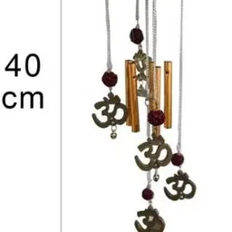 VROO Om Rudraksh 5 Pipes Brass Wind Chime Brass, Plastic Wind Chime Plastic Windchime image 3