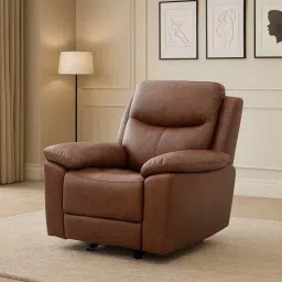 royaloak Dallas American Leatherette Manual 1 Seater Recliner With Rocker In Brown Color image 1