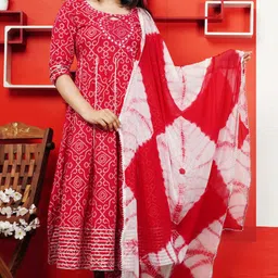 sanganer export Women Pure Cotton Kurta Pant Dupatta Set image 1