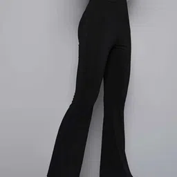 broadstar Women Flared Black Lycra Blend Trousers image 2