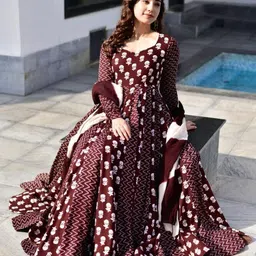 iklo Printed Viscose Rayon Stitched Anarkali Gown image 5