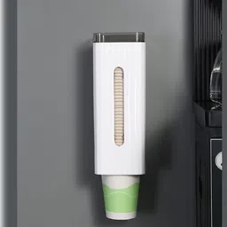 hamaz Self Adhesive Paper Cup Dispenser Holder Wall Mounted Plastic Glass Organizer Plastic Glass Holder-picture-23