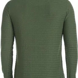 arrow sport Men Solid Round Neck Green Sweater image 2