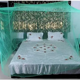 HDPE - High Density Poly Ethylene Kids Washable Double Bed Mosquito net Machardani Bed 6X6 Cotton 100% And Full Air Mosquito Net (Color Green ) Mosquito Net-image-0