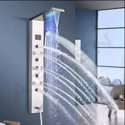 FOURVIEW 304 Grade Stainless Steel Shower Panel 6-in-1 Wall Mount Shower Tower System with Display LED Rainfall, Waterfall, Body Jets & Handheld Shower image 3