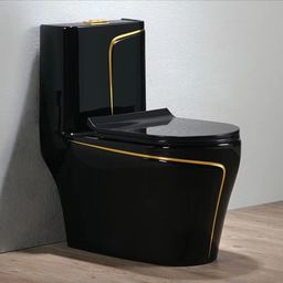 d o t Premium Quality "C-7710" Black commode with Yellow Finishing Line and Round Flush Button Western Commode-picture-28