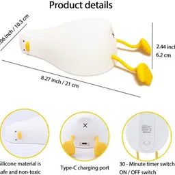 bitweave Duck Night Lamp for Kids Silicon Rechargeable Night Light Changing Home Decor Study Lamp image 2