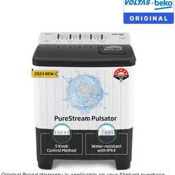 voltas beko 7.5 kg Semi Automatic Top Load Grey, White image 2