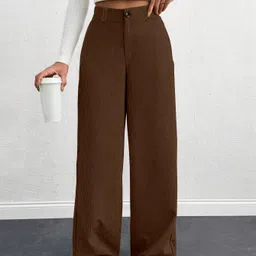 rajovati Women Loose Fit Brown Viscose Rayon Trousers-picture-11
