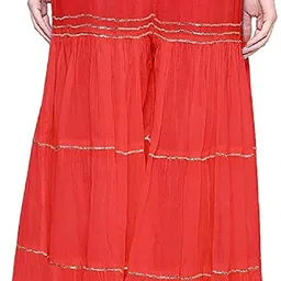 fheo Pack of 2 Women Regular Fit Red, Orange Viscose Rayon Trousers image 5