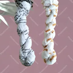 roundx Acrylic Printed White, Yellow Women Dupatta image 1