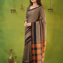 adbutiq Self Design Bollywood Handloom Cotton Blend Saree image 2