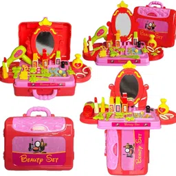 gomzy 3 in 1 Beauty Set for Kids Girls Learning Educational Make Up Suitcase Kit image 2