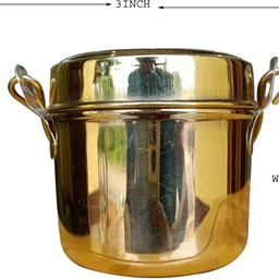 craft world Handmade Brass School And Office Hanger Tiffin Box,Height 3 Inch (400 ml,PCK 2) 2 Containers Lunch Box image 2