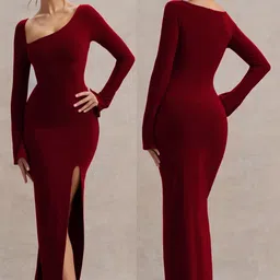 wanquila Women Bodycon Maroon Maxi/Full Length Dress image 1