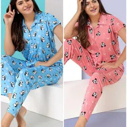 trade zone Women Top & Pyjama Set Multicolor Animal Print-picture-42