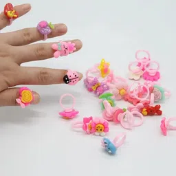 kela devi 24 Stylish Cute Cartoon Toy Finger Rings for Playful Kids Girls and Boys Plastic Ring Set-picture-18