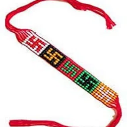 jain life Bracelet Swastik hand Band Fashion Bracelet For Girls and Boys with Colourfill Swastik Pearl Bracelet Set image 3