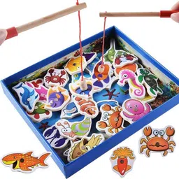 rainbowstore Wooden Fishing Magnetic Toy Set- 32 Piece Fishes image 2