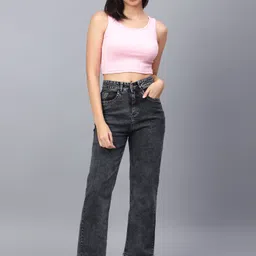 mercel Women Boyfriend High Rise Black Jeans image 5