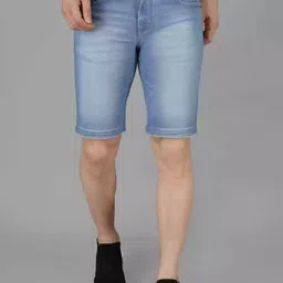 wanted Solid Men Denim Light Blue Denim Shorts-picture-18