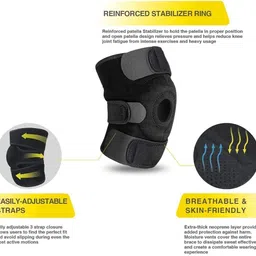 fitput Adjustable Knee Cap Support for Gym, Running Joint Knee Pain Relief Men & Women Knee Support image 3