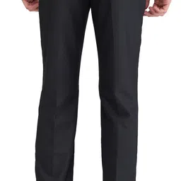 park avenue Men Regular Fit Black Polyester Trousers image 4