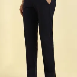allen solly Men Regular Fit Blue Cotton Blend Trousers image 4