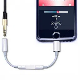 Crystonics White MH020 Lightning to Headphone Jack Adapter with Volume Control Phone Converter image 4