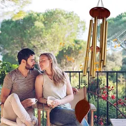 bhumitul 6 Rustproof Aluminum Tubes with Wooden Wind Bell Steel Windchime image 4