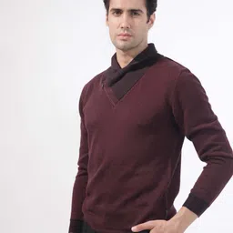 rare rabbit Men Solid High Neck Brown Sweater image 2