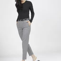 tokyo talkies Women Regular Fit Grey Cotton Blend Trousers image 5