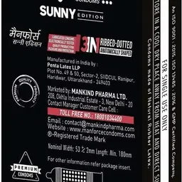 manforce Sunny Edition Premium Flavoured Ribbed Condoms for Men -10 Pcs x Pack of 12 Condom image 3