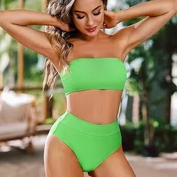 Woven Women Bikini Dark Green Swimsuit-image-43