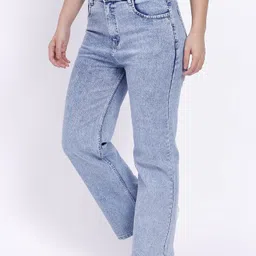 highten Women Straight Fit High Rise Light Blue Jeans-picture-26