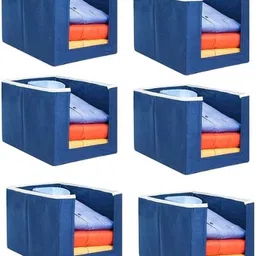 mteaser 6 Pc Non Woven Large Capacity Shirt Stacker Foldable & Stackable Closet Storage Box-picture-15
